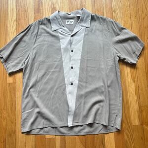 "Vintage Silk" Brand Button Down Size XL Bowling Shirt 100% Silk Short Sleeve